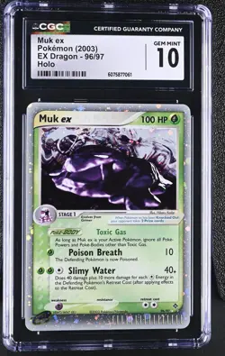 CGC 10 GEM MINT Muk ex 2003 EX Dragon 96/97 Holo Pokemon Card - Image 1