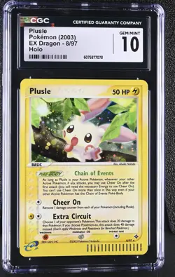 CGC 10 GEM MINT Plusle 2003 EX Dragon 8/97 Holo Pokemon Card - Image 1