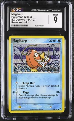 CGC 9 MINT Magikarp 2005 EX Deoxys 64/107 Reverse Holo Stamped Pokemon Card - Image 1