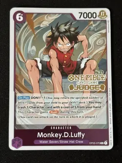 One Piece Card Game OP03 070 Monkey D Luffy Judge Promo - Image 1