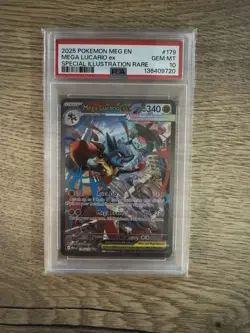 Pokemon TCG Mega Lucario EX Card 179/132 Mega Evolutions English Edition PSA 10 - Image 1
