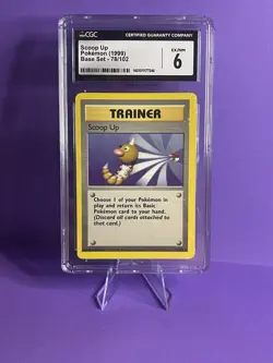Pokemon TCG Scoop Up Trainer Base Set Graded CGC 6 EX/NM - Image 1