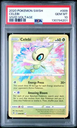 2020 POKEMON SWORD & SHIELD VIVID VOLTAGE #009 CELEBI PSA 10 - Image 1