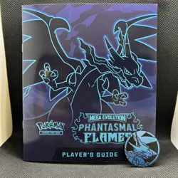 Pokemon TCG Mega Evolution Phantasmal Flames Players Guide & Charizard Coin - Image 1