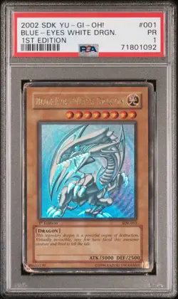 PSA 1 Blue-Eyes White Dragon SDK-001 1st Edition Yugioh! 2002 Kaiba *LOW POP* - Image 1