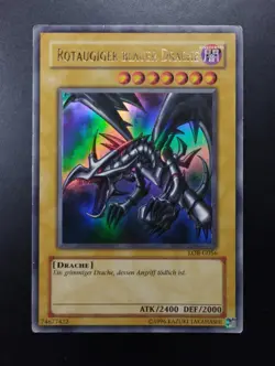 YUGIOH 2003 | RED-EYES B. DRAGON | LOB-G056 | OLD PRINT | GERMAN | GOOD (HP) - Image 1
