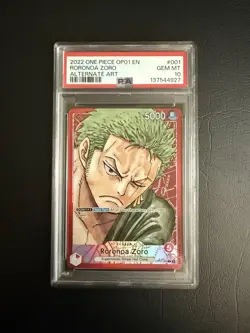 2022 One Piece OP01 EN Roronoa ZORO SR Alternate Art #001 PSA 10 GEM - Image 1