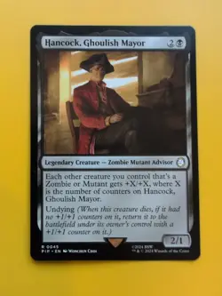 Hancock, Ghoulish Mayor. PIP rre Mutant Advisor MTG Card. - Image 1