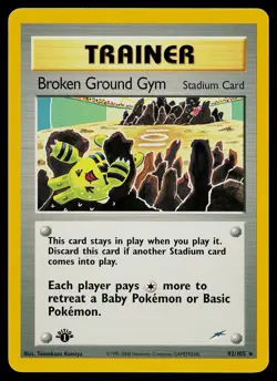 Pokemon Card - Broken Ground Gym Neo Destiny 92/105 Rare 1st Edition - Image 1