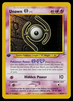 Pokemon Card - Unown [H] Neo Destiny 28/105 Rare 1st Edition - Image 1