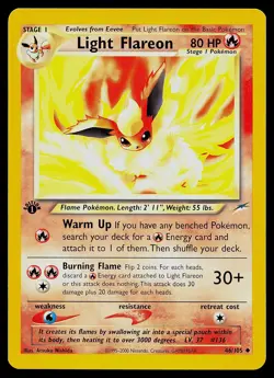 Pokemon Card - Light Flareon Neo Destiny 46/105 Uncommon 1st Edition - Image 1