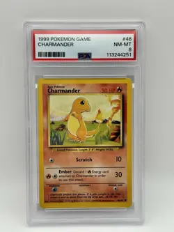 1999 Charmander Base Set Non-Holo Graded Pokemon Card TCG PSA 8 - Image 1