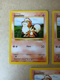 Pokemon TCG Growlithe 28/102 Shadowless 3x Card Lot LP - Image 2