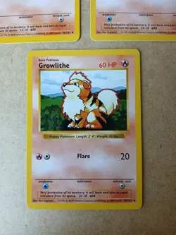 Pokemon TCG Growlithe 28/102 Shadowless 3x Card Lot LP - Image 4