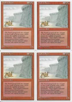 MTG: WALL OF STONE 4th Edition UNCOMMON; played, Excellent condition x4 - Image 1