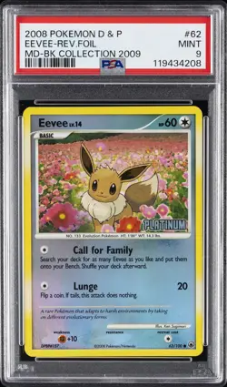 2008 POKEMON D&P MAJESTIC DAWN BURGER KING COL #62/100 EEVEE REVERSE HOLO PSA 9 - Image 1