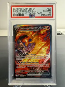 Pokemon TCG PSA 10 GEM MINT Team Rocket's Moltres ex 229/182 Destined Rivals ENG - Image 1