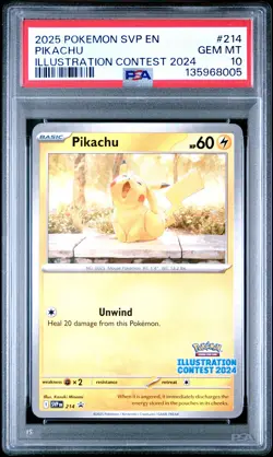 2025 POKEMON SVP EN-SV BLACK STAR PROMO ILLUSTRATION CONTEST 2024 PIKACHU PSA 10 - Image 1