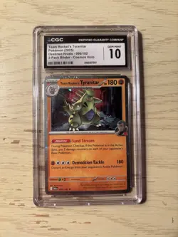 Pokemon Team Rocket's Tyranitar CGC 10 Destined Rivals 096/182 Cosmos Holo Rare - Image 1