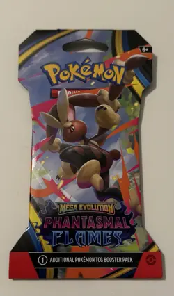 1 x Sleeved Pokemon TCG Phantasmal Flames Booster Pack Mega Evolution 2025 - Image 1