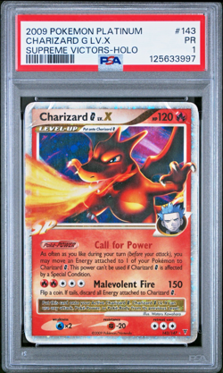 PSA 1 2009 Pokemon Platinum Supreme Victors Charizard G Lv.X Holo Foil 143/147 - Image 1