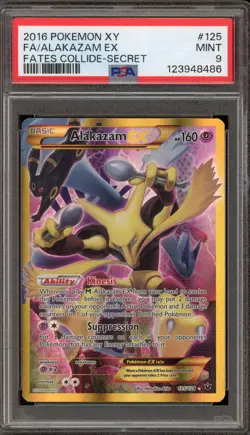 Pokemon Alakazam EX XY Fates Collide Secret Rare Full Art #125 PSA 9 Mint - Image 1