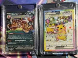 Pokemon TCG Pikachu EX 219/191 Sir Surging Sparks &Charizard EX Promo Mint 10 - Image 1