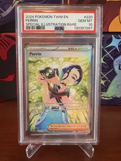 PSA 10 GEM MINT Pokemon Perrin 220 Twilight Masquerade SIR 2024 Full Art Rare - Image 1
