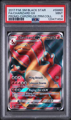 2017 POKEMON BLACK STAR PROMO SM60 FULL ART/CHARIZARD PREMIUM COLLECTION - PSA 9 - Image 1