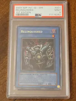 2003 YU-GI-OH! - RELINQUISHED - 1ST EDITION - SDP-001 - PSA 9 MINT - Image 1