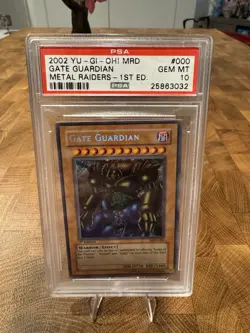 2002 Yu-Gi-Oh! Gate Guardian MRD-000 1st Edition PSA 10 GEM MINT Metal Raiders - Image 1