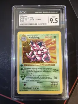 Nidoking 1999 Pokemon Base Set 1st Edition Shadowless Holo Card #11/102 CGC 9.5 - Image 1