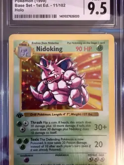 Nidoking 1999 Pokemon Base Set 1st Edition Shadowless Holo Card #11/102 CGC 9.5 - Image 2