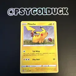 Pokemon TCG Pikachu SWSH039 Sword & Shield Promo Card Cosmo Holo - Image 1