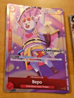ONE PIECE ENGLISH CARD CHAMPIONSHIP HOLO GAME CARTE Bepo P-019 EN NM 2024 - Image 1