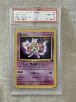 Pokemon TCG 1999 Movie Black Star Promo WOTC Mewtwo 3 Card - PSA 10 Gem Mint - Image 1
