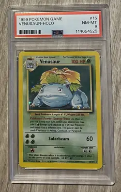 1999 Pokemon Base Set Venusaur Holo 15/102 PSA 8 - NM-MT - Image 1