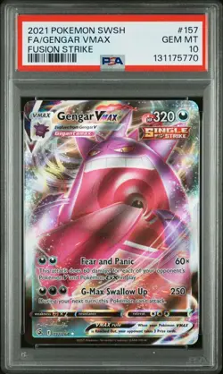 2021 POKEMON SWORD & SHIELD FUSION STRIKE #157 FULL ART/GENGAR VMAX PSA 10 - Image 1