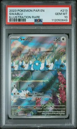 2023 POKEMON PAR EN-PARADOX RIFT ILLUSTRATION RARE #213 SWABLU PSA 10 - Image 1