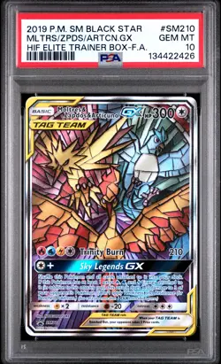 2019 POKEMON SM BLACK STAR PROMO FULL ART/MOLTRES & ZAPDOS & ARTICUNO GX PSA 10 - Image 1