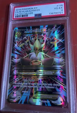 2016 POKEMON XY FATES COLLIDE 118 FULL ART/M ALAKAZAM EX PSA GRADED 4 - Image 1