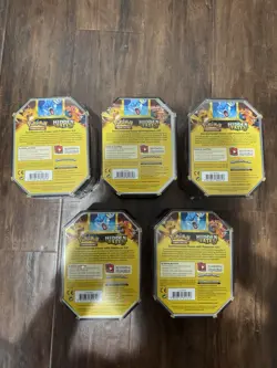 Pokemon TCG Hidden Fates GX Tins Set of 5 Full Sealed Charizard Gyarados Raichu - Image 3