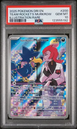 Team Rocket's Murkrow Illustration Rare Pokemon Destined Rivals 200/182 PSA 10 - Image 1