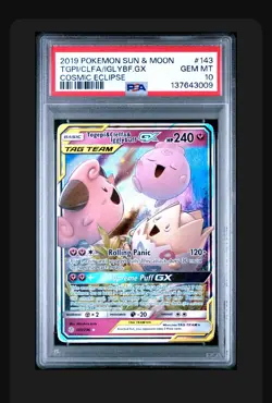 2019 Pokemon S&M Togepi & Cleffa & Igglybuff GX 143/236 Cosmic Eclipse PSA 10 - Image 2