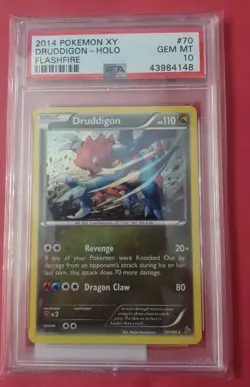 PSA 10 2014 Pokemon XY Druddigon Holo Flashfire #70 - Image 1