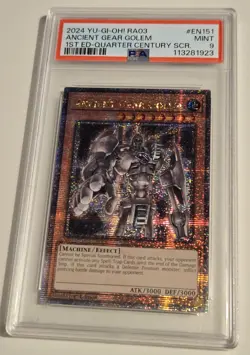 2024 YU-GI-OH! QUARTER CENTURY BONANZA Ancient Gear Golem RA03-EN151 QCR PSA 9 - Image 3