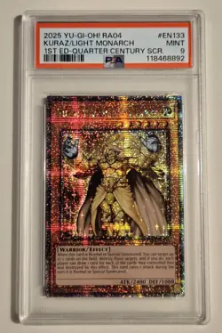 2025 YU-GI-OH! QUARTER CENTURY STAMPEDE Kuraz The Light Monarch RA04-EN133 PSA 9 - Image 1