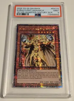 2025 YU-GI-OH! QUARTER CENTURY STAMPEDE Kuraz The Light Monarch RA04-EN133 PSA 9 - Image 4
