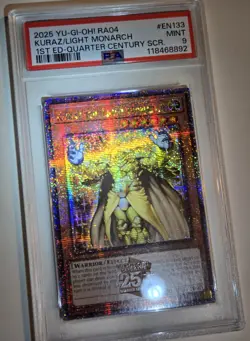 2025 YU-GI-OH! QUARTER CENTURY STAMPEDE Kuraz The Light Monarch RA04-EN133 PSA 9 - Image 5