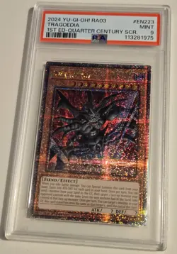 2024 YU-GI-OH! QUARTER CENTURY BONANZA Tragoedia RA03-EN223 QCR PSA 9 - Image 3